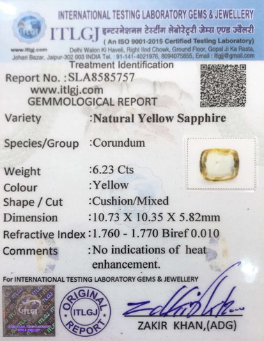 Yellow Sapphire - 6.23 Carat