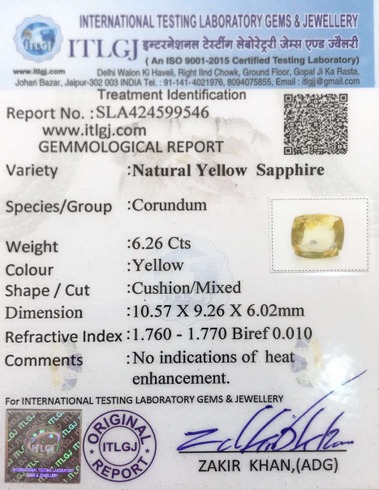 Yellow Sapphire - 6.26 Carat
