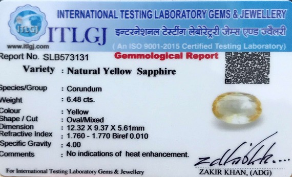 Yellow Sapphire - 6.48 Carat
