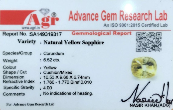 Yellow Sapphire - 6.52 Carat