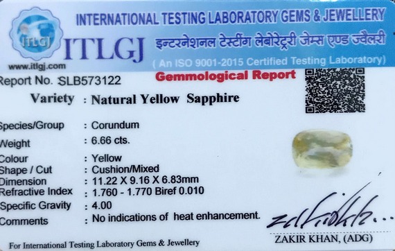 Yellow Sapphire - 6.66 Carat
