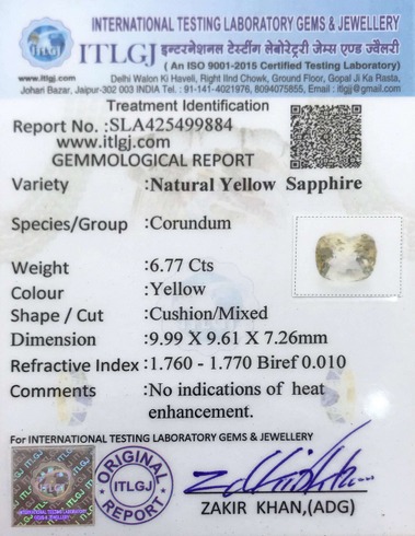 Yellow Sapphire - 6.77 Carat