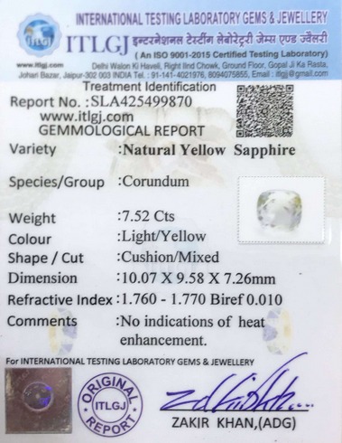 Yellow Sapphire - 7.52 Carat