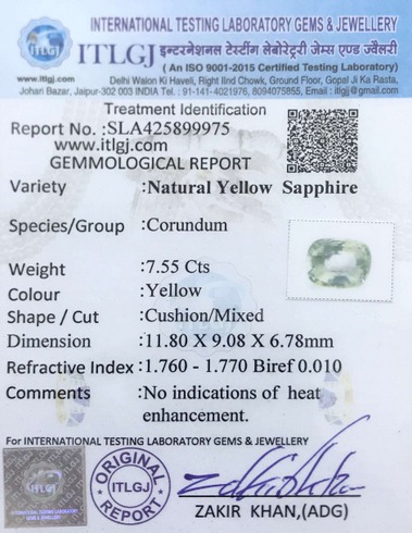 Yellow Sapphire - 7.55 Carat