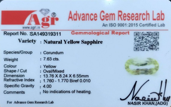 Yellow Sapphire - 7.63 Carat