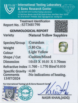 Yellow Sapphire - 5.8 Carat