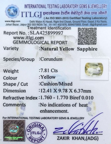 Yellow Sapphire - 7.81 Carat