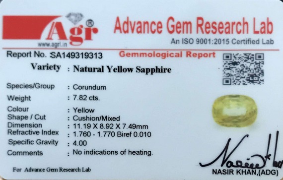 Yellow Sapphire - 7.82 Carat