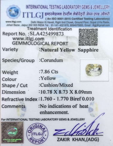 Yellow Sapphire - 7.86 Carat