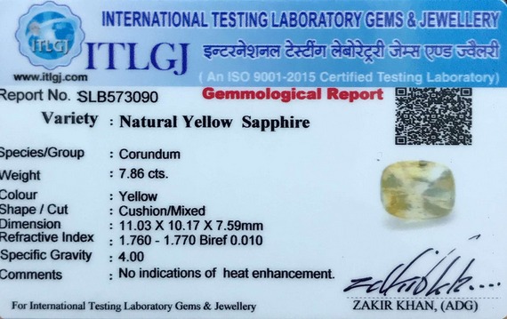 Yellow Sapphire - 7.86 Carat