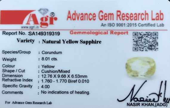 Yellow Sapphire - 8.01 Carat