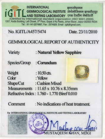 Yellow Sapphire - 10.5 Carat
