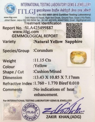 Yellow Sapphire - 11.15 Carat