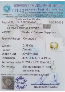 Yellow Sapphire - 2.39 Carat