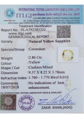 Yellow Sapphire - 2.86 Carat