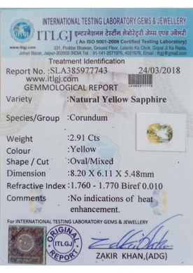 Yellow Sapphire - 2.91 Carat