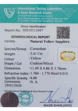 Yellow Sapphire - 3.41 Carat