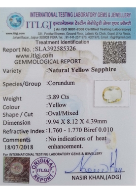 Yellow Sapphire - 3.89 Carat