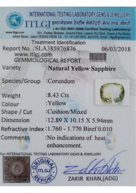 Yellow Sapphire - 8.43 Carat