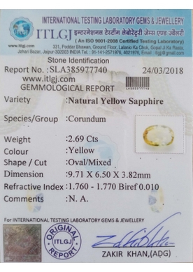 Yellow Sapphire - 2.69 Carat