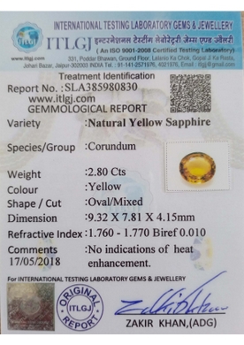 Yellow Sapphire - 2.80 Carat
