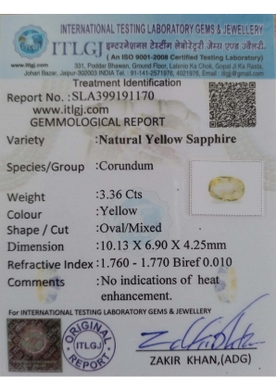 Yellow Sapphire - 3.36 Carat