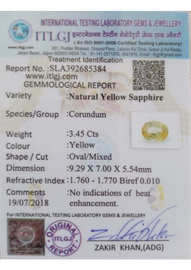 Yellow Sapphire - 3.45 Carat