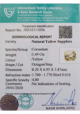 Yellow Sapphire - 3.49 Carat