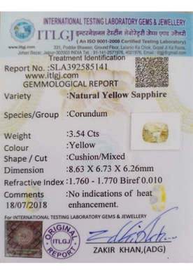 Yellow Sapphire - 3.54 Carat