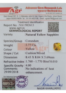 Yellow Sapphire - 3.77 Carat