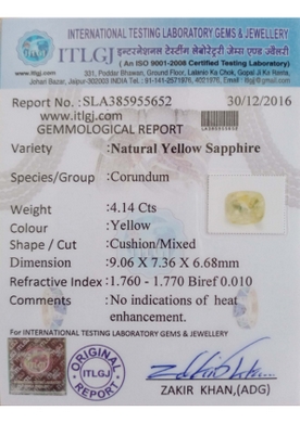 Yellow Sapphire - 4.14 Carat