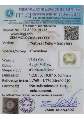 Yellow Sapphire - 7.54 Carat