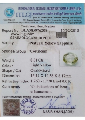 Yellow Sapphire - 8.01 Carat