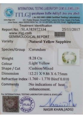 Yellow Sapphire - 8.28 Carat