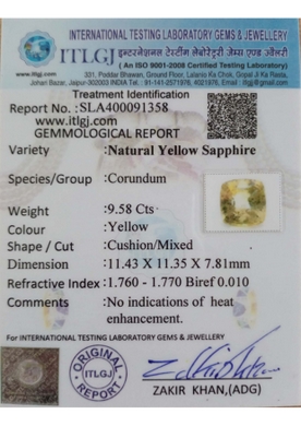 Yellow Sapphire - 9.58 Carat