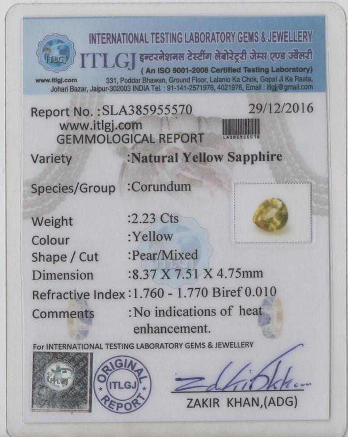 Ceylon Yellow Sapphire (Pukhraj Stone) - 2.23 Carat