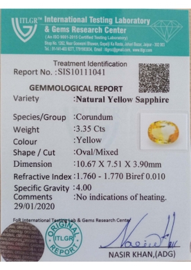 Yellow Sapphire - 3.35 Carat