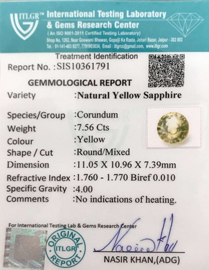 Yellow Sapphire - 7.56 Carat