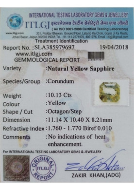 Yellow Sapphire - 10.13 Carat