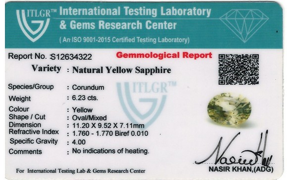 Yellow Sapphire - 6.23 Carat