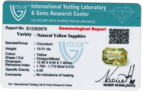 Yellow Sapphire - 10.01 Carat
