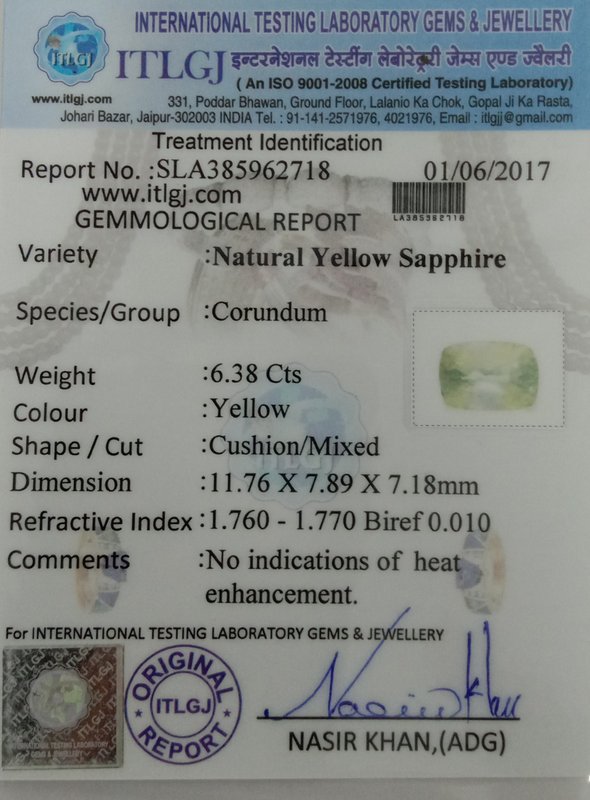 Yellow Sapphire - 6.38 Carat