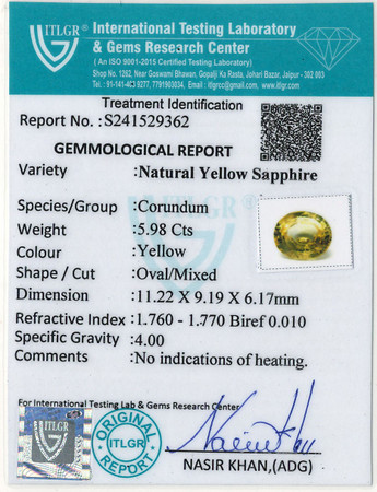 Yellow Sapphire - 5.98 Carat