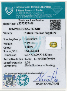 Yellow Sapphire - 2.48 Carat