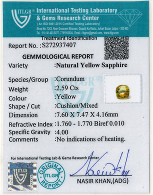 Yellow Sapphire - 2.56 Carat