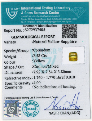 Yellow Sapphire - 2.58 Carat