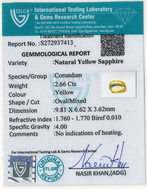 Yellow Sapphire - 2.66 Carat