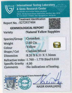 Yellow Sapphire - 2.68 Carat
