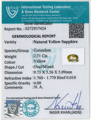 Yellow Sapphire - 2.71 Carat