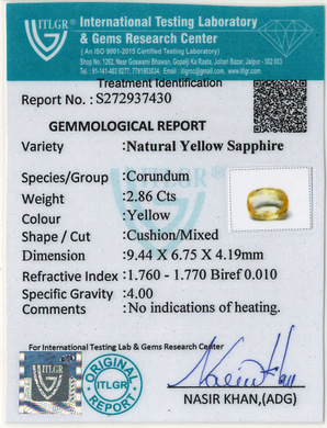 Yellow Sapphire - 2.86 Carat